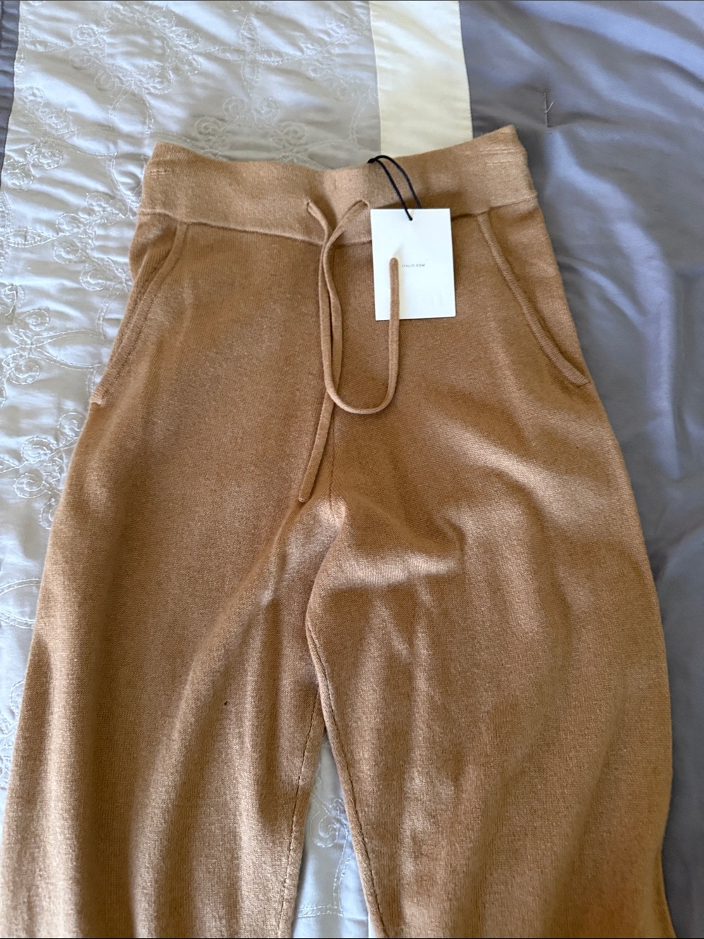Cozy High-Waist Track Joggers in Camel